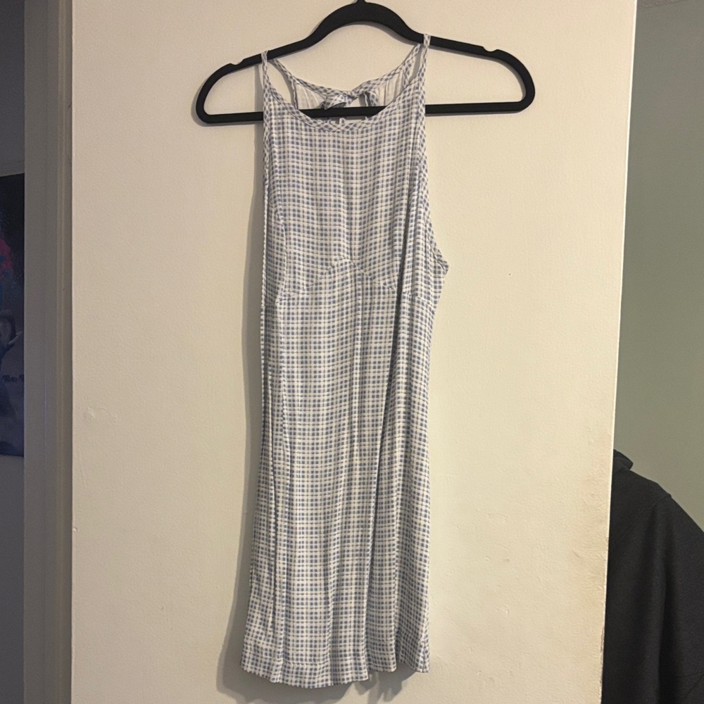 UO Blue and White Checkered Sleeveless Dress